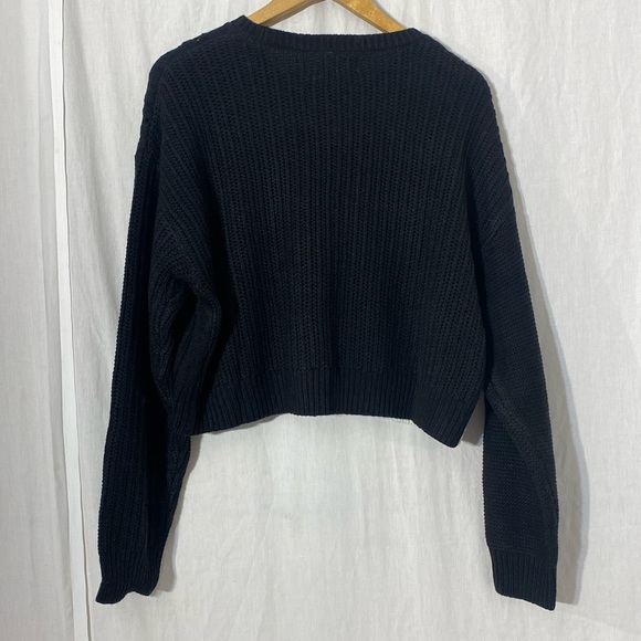 New- Double Zero Long Sleeve Black & White Crew Neck Pullover Sweater - Picture 2 of 6